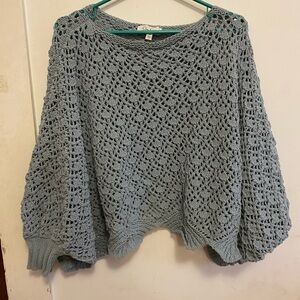 Jessica Simpson Dusty Blue Open-Weave Crochet Sweater